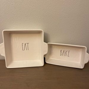 Rae Dunn 9x9 baking dish ‘EAT’ and Bread baking dish ‘BAKE’